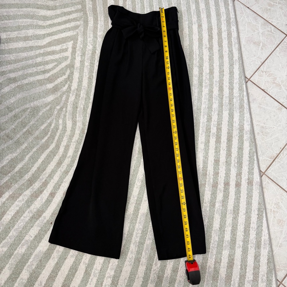 ANTONIO MELANI Black High-Waist Wide-Leg Paperbag Pants with Tie